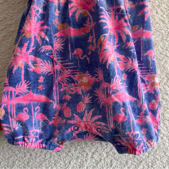 Vineyard Vines Baby Girl One Piece Flamingo Monkey Pink Romper Size 3-6‎ Months - Picture 6 of 10